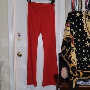 Forever 21 flare leg pants satiny red slit New B23